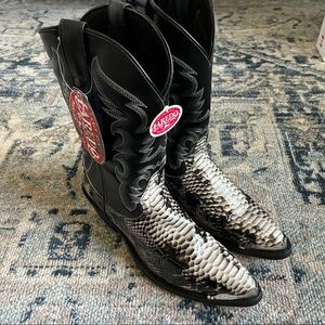 Laredo Mens Monty Snake Snip Toe Dress Boots Mid Calf - Black